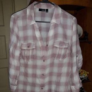 A.n.a. pink and white plaid shirt
